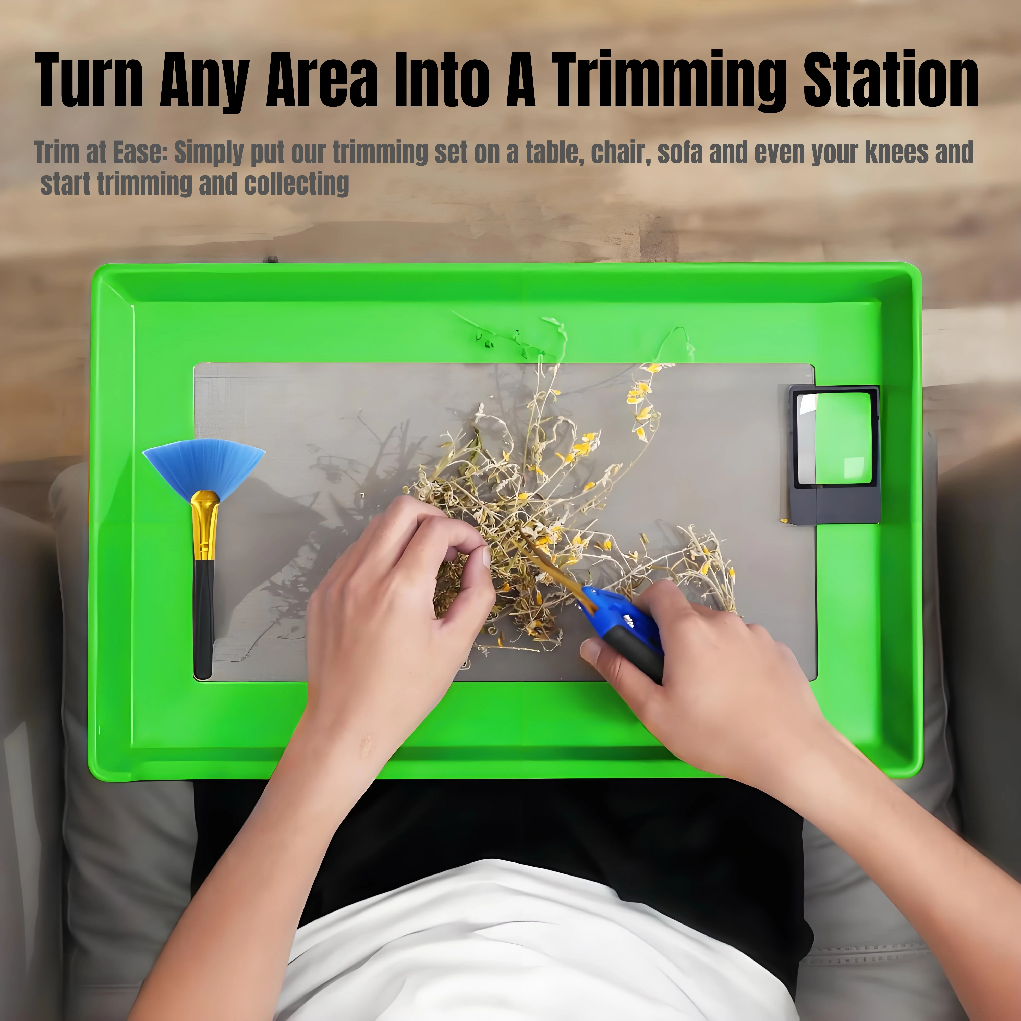 مجموعة صينية القطع مع صينية التشذيب 150 ميكرون شاشة حبوب اللقاح أسفل صندوق الحصاد مقص عشب النبات زهرة المغربل الجاف الملحقات