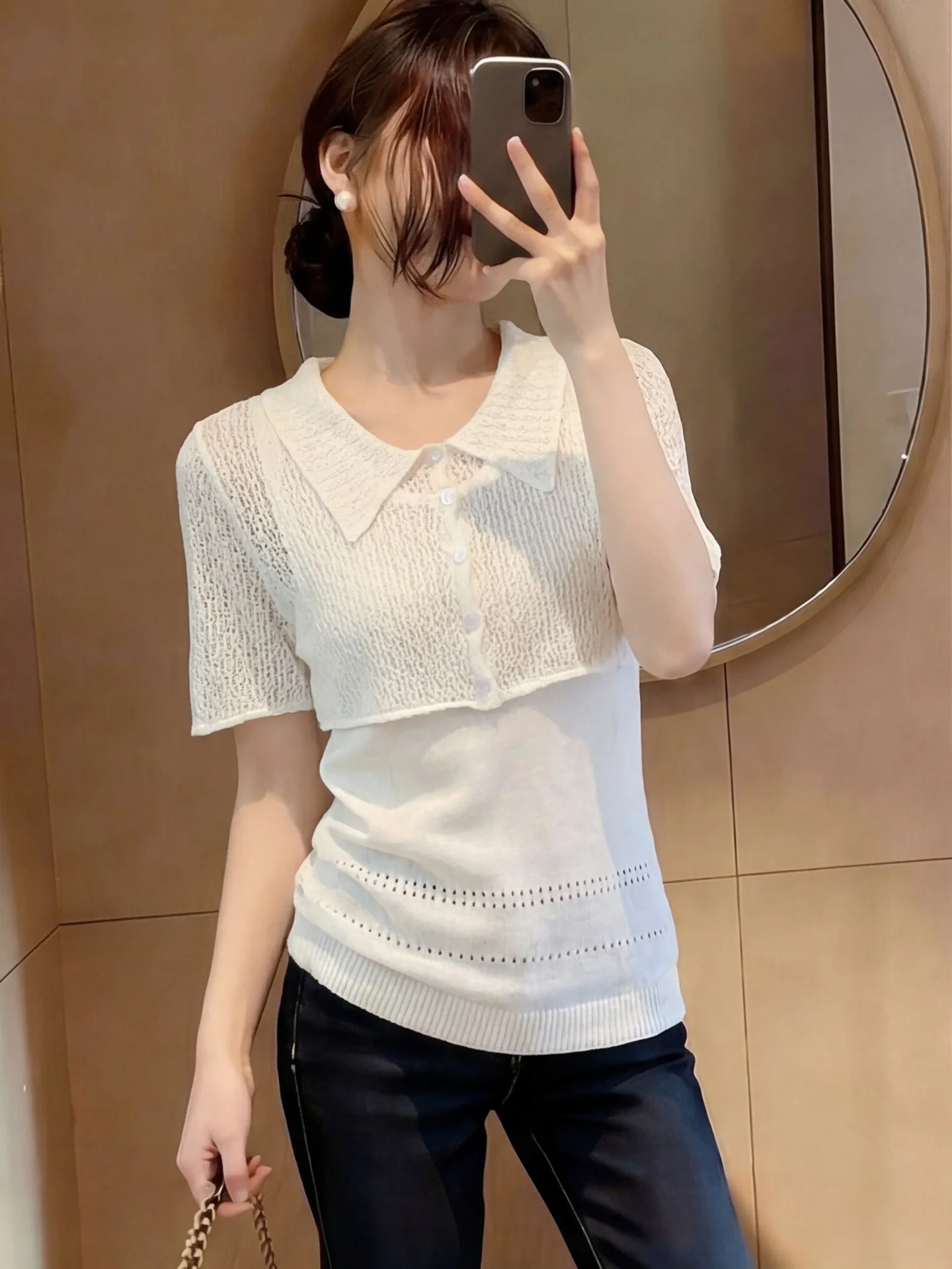 

Elegant Sleeveless Knitted Vest Women's Summer Outerwear Hollow out Capelet Two-Piece Set Layered Top City Walk Style