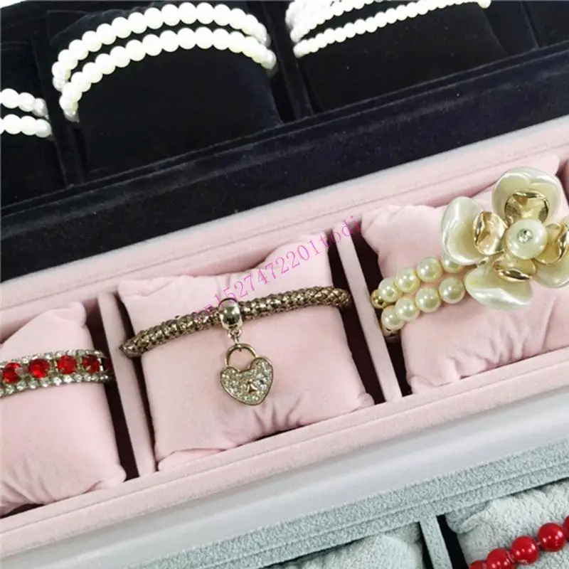 M76B Watch Storage Box with Soft Pillows 4 Slot Velvets Bracelet Display Tray Multi Compartment Jewelry Accessory