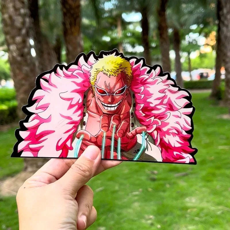 Anime One Piece Donquixote Doflamin 3D Moving Motion Cartoon Lenticular Stickers Waterproof For Cars Laptop Tablet Computer Deco