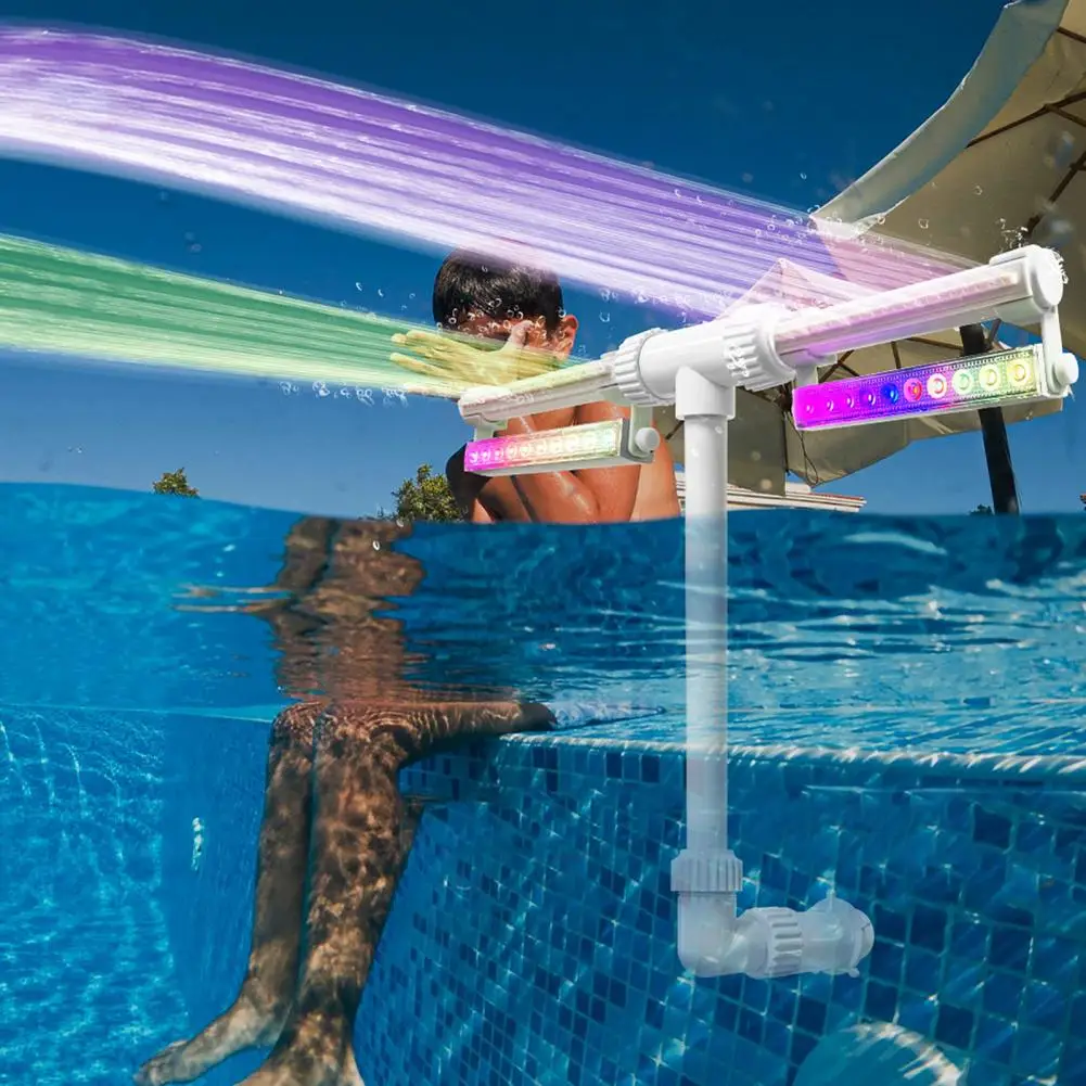 น้ําพุสระว่ายน้ําพร้อมไฟ LED 7 สีปรับสเปรย์คู่น้ําพุสระว่ายน้ําน้ําตกสปริงเกลอร์คูลเลอร์น้ําพุ