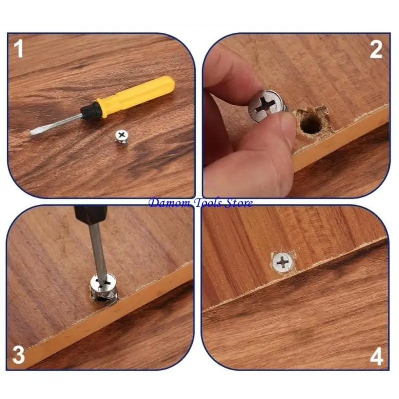 57BE 120pcs Furniture Connector Set Cams Locks Eccentric Nut Bolts Dowels set