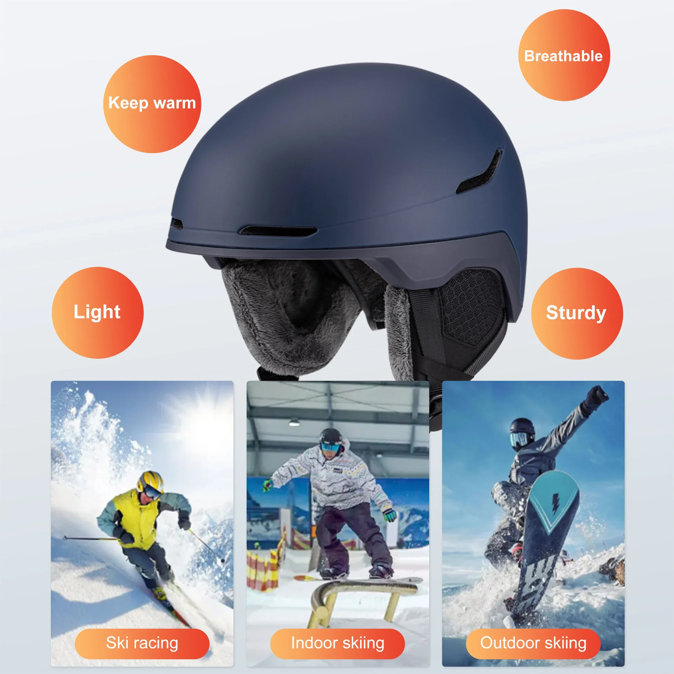 Seeker Adult Ski Helmet Snowboard Skating Winter Sports Outdoor Protective Safety Helmet Children's One-piece Warm Ski Helmets