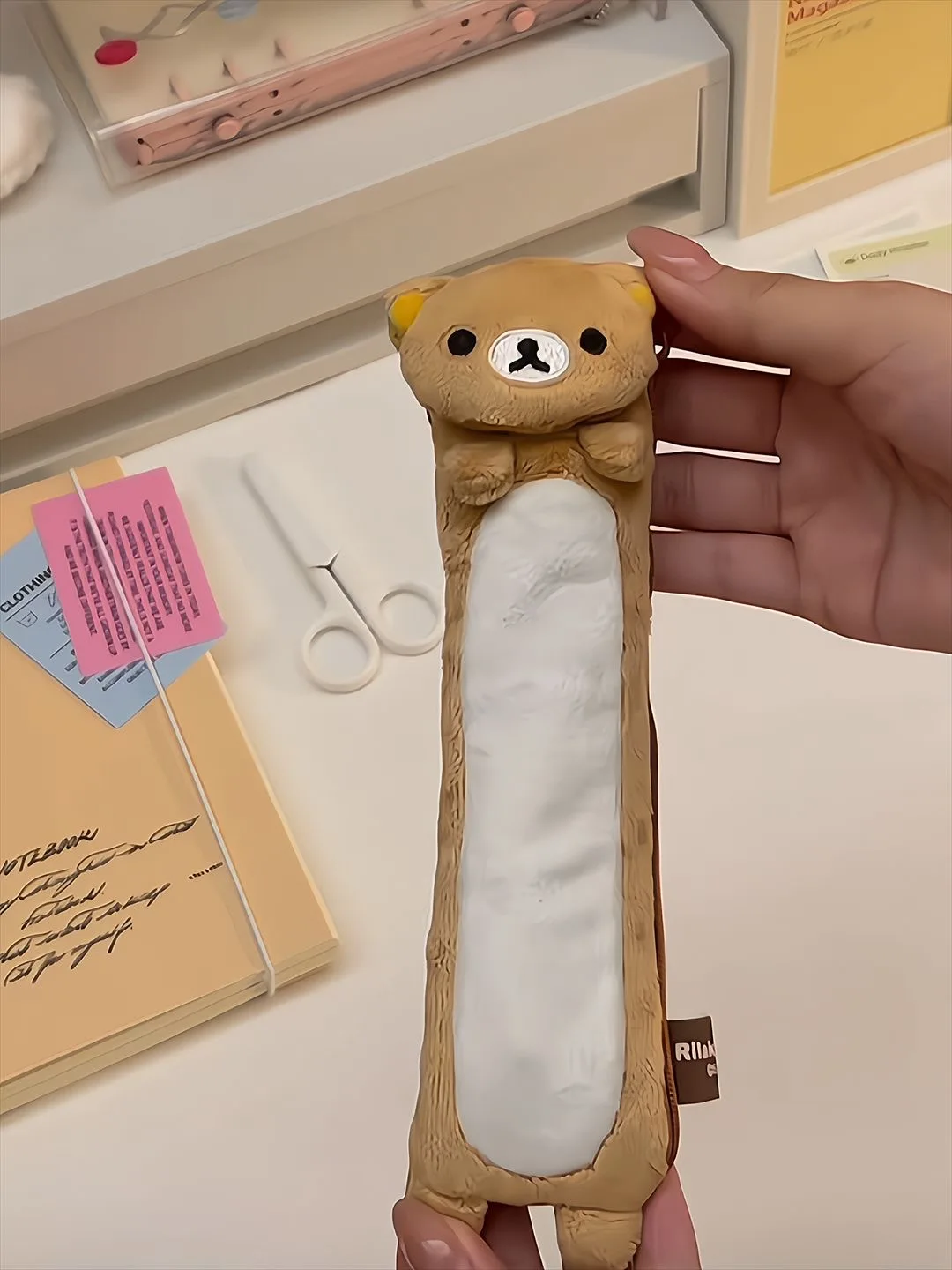 Nowy śliczny niedźwiedź Rilakkuma etui na długopis opaska dla dzieci pluszowe piórniki dziewczyny kosmetyczka do makijażu dla dzieci