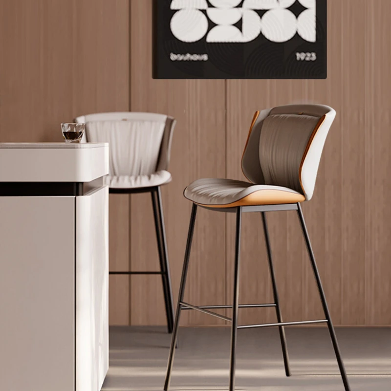 Couro Anti-Scratch Lounge Dining Bar Cadeira, Europeu Bar Stool, Home Furniture, Cozinha Ilha, Biblioteca Tabela