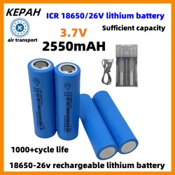 100% original kepah ICR 18650/26V 3.6V 18650 2550mAh Sufficient capacity Rechargeable Lithium Battery Flashlight Battery+charger