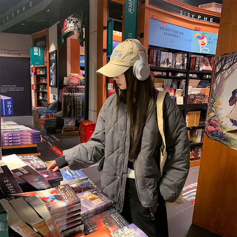 Parkas Women Thick Coats Long Sleeve Solid Single Breasted Jackets Pockets Loose Outerwear Warm Casual Jackets Autumn Winter