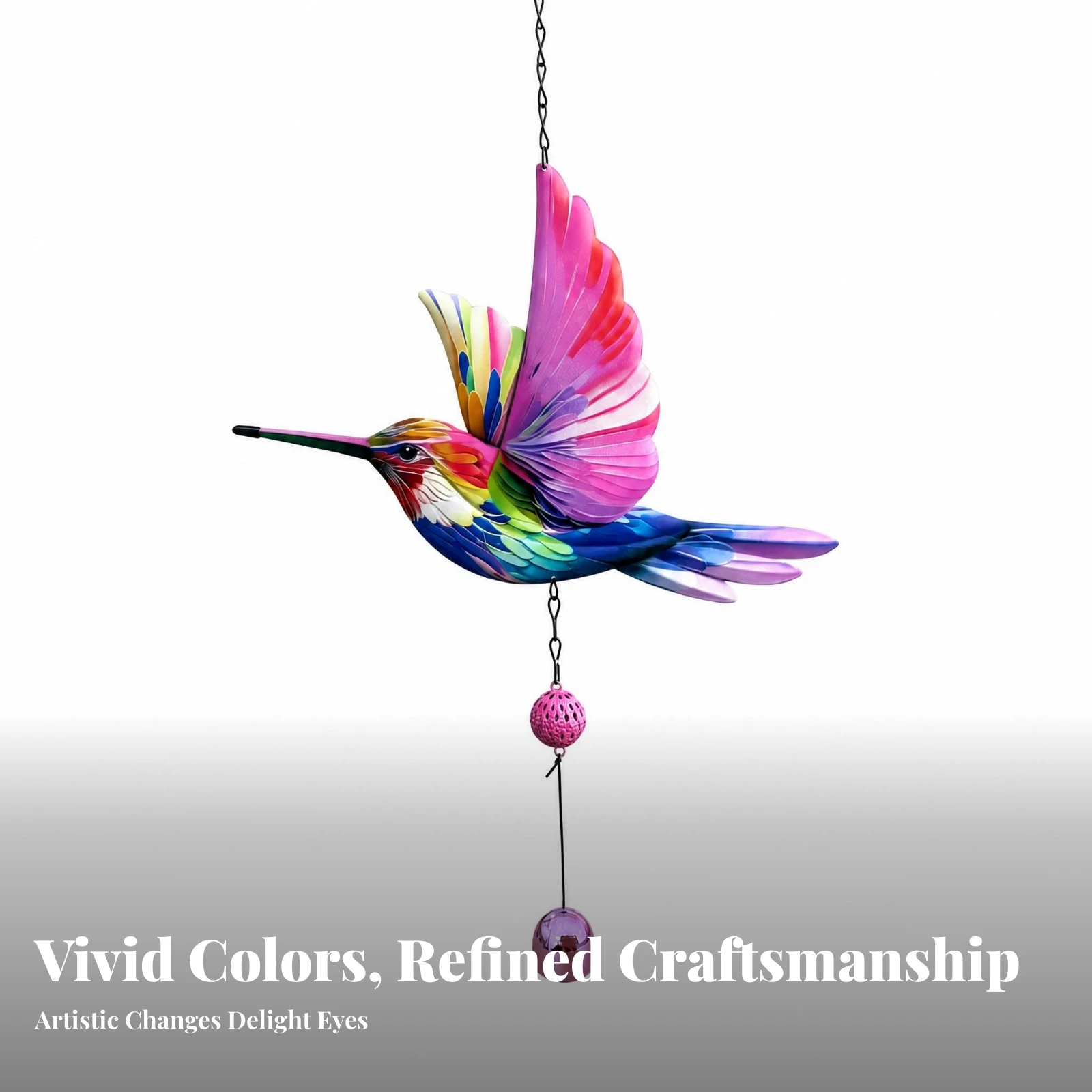 Hummingbird Wind Chime Bell Metal Hummingbird Ornament Metal Wind Chime Easy to Hang Home Decor All Seasons for Indoor