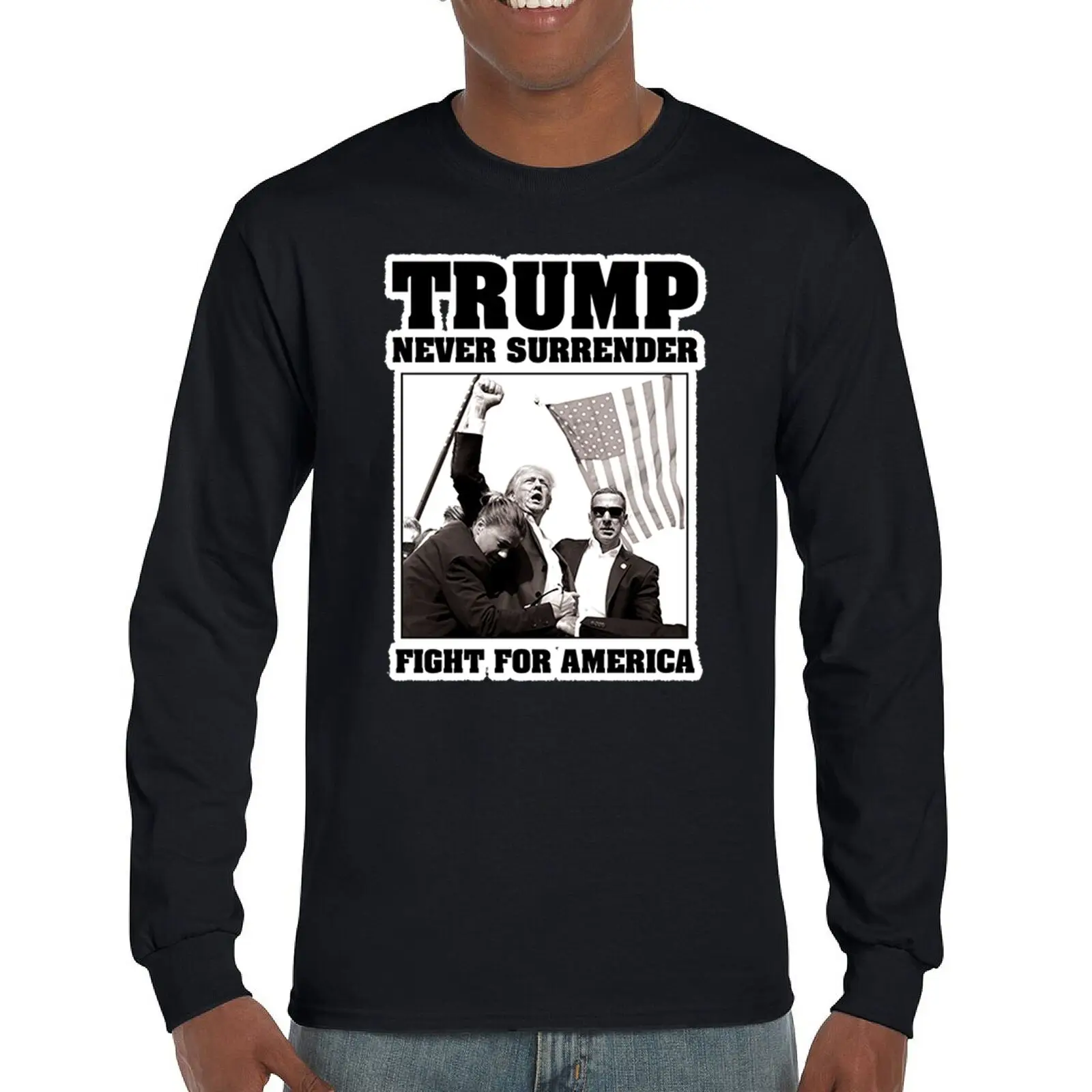 

Trump Never Surrender Fight for America Long Sleeve T-shirt MAGA President 47