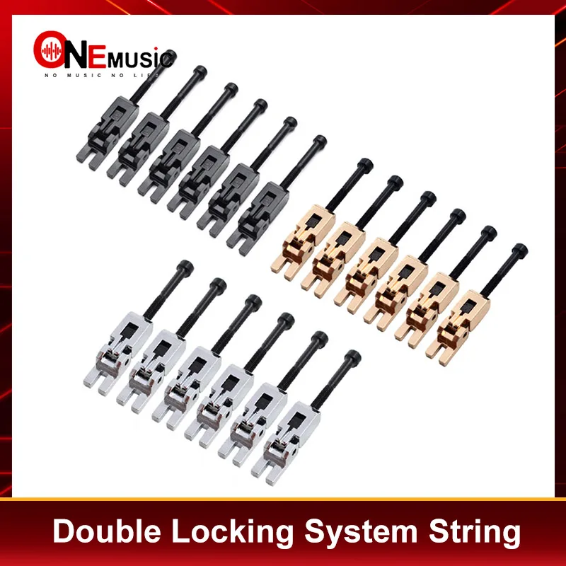 6pcs Electric Guitar Double Locking System Locked String Saddles Tremolo Bridge Black/Chrome/Gold