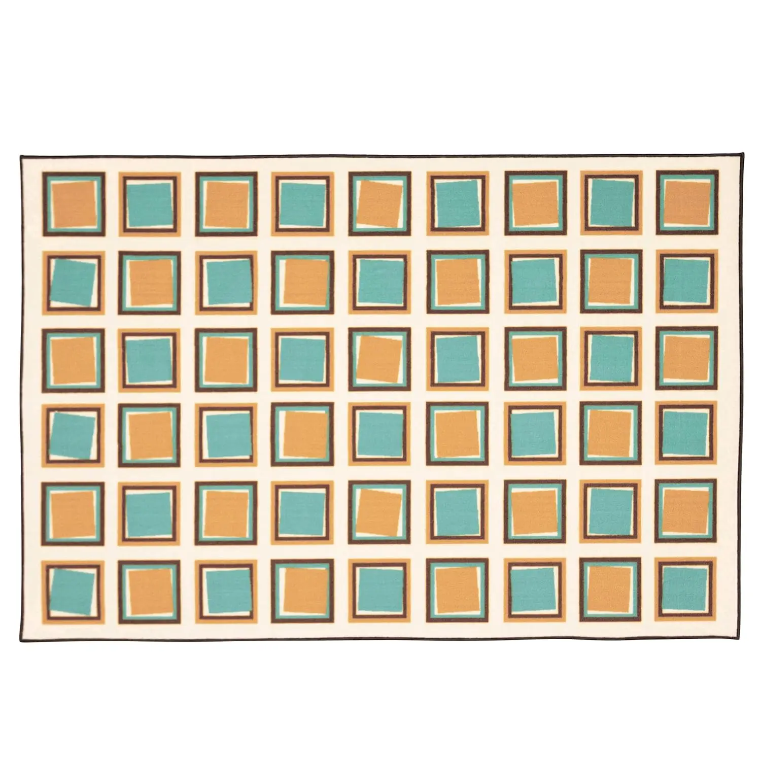 KID$Value 37.59 Squared Decorative Playroom Office Classroom Value Rug 3ft x 4ft 6in Rectangle Tan