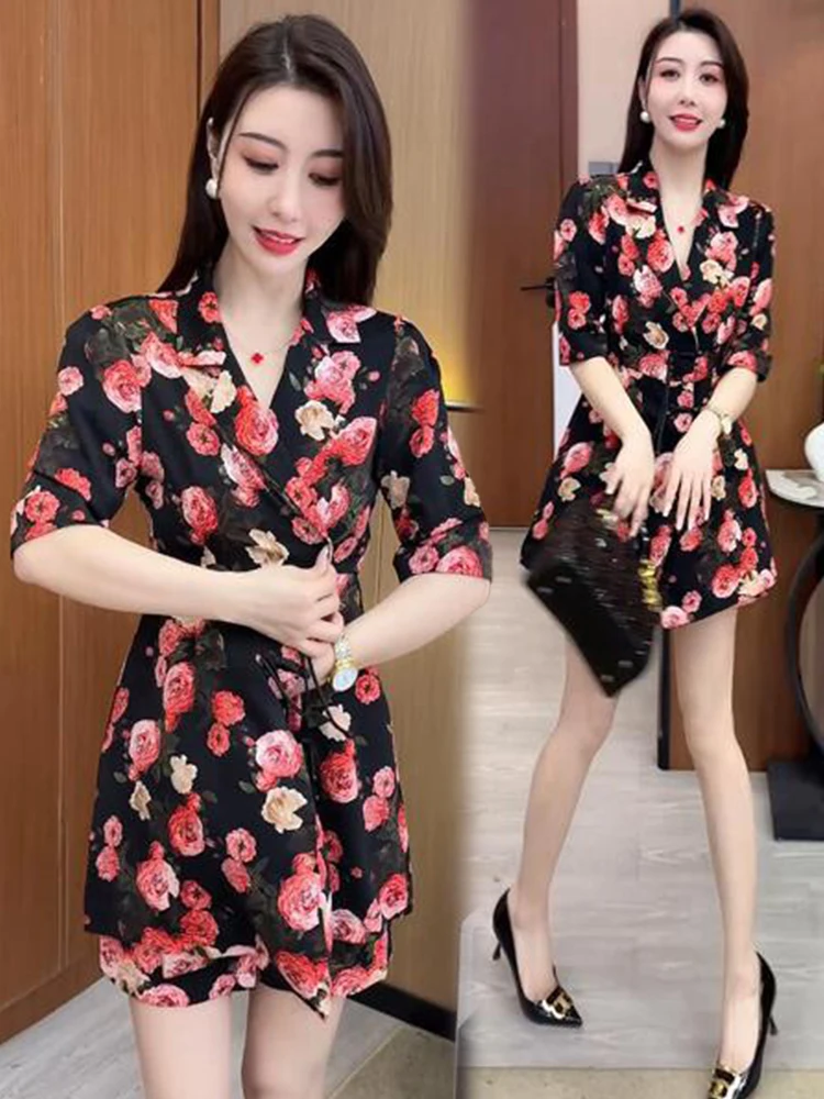 Ele Chinese Sle-Conjunto de ort Sve orts para mujer, traje de dos piezas con sensación de alta gama, novedad de verano