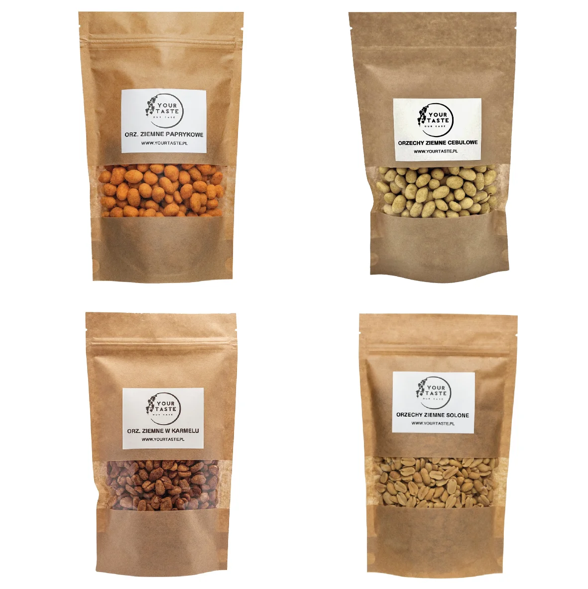 Your Taste Ziemne paprykowe 500g + Ziemne cebulowe 500g + Ziemne solone 500g + Ziemne w karmelu 500g