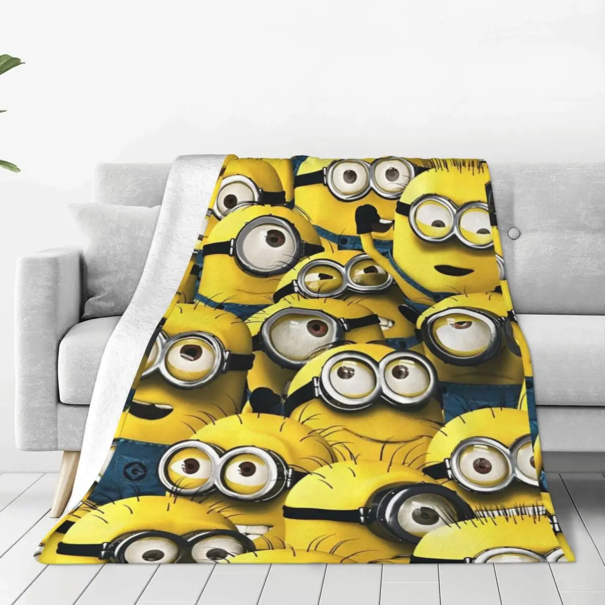 Minions Soft Warm Blanket Picnic Plush Throw Blanket Funny Bedroom Flannel Bedspread Sofa Bed Cover