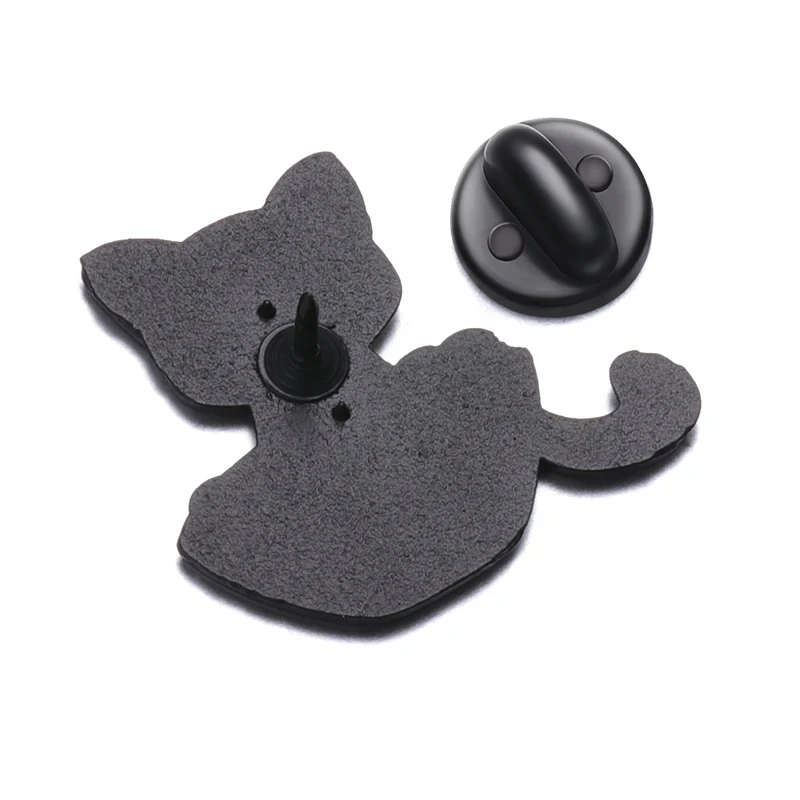 European And American Creative Animal Series Brooch Cute Black Cat Shaped Metal Badge Accessories