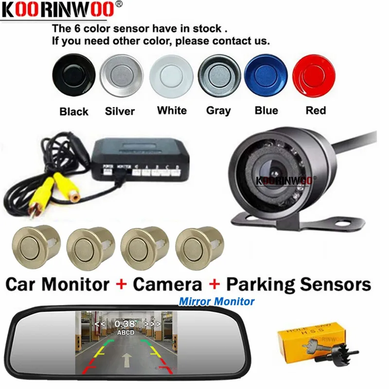 

Koorinwoo автоматический двухъядерный ЖК-монитор зеркало парктроник видео датчик парковки камера заднего вида резервный зуммер автомобильный детектор