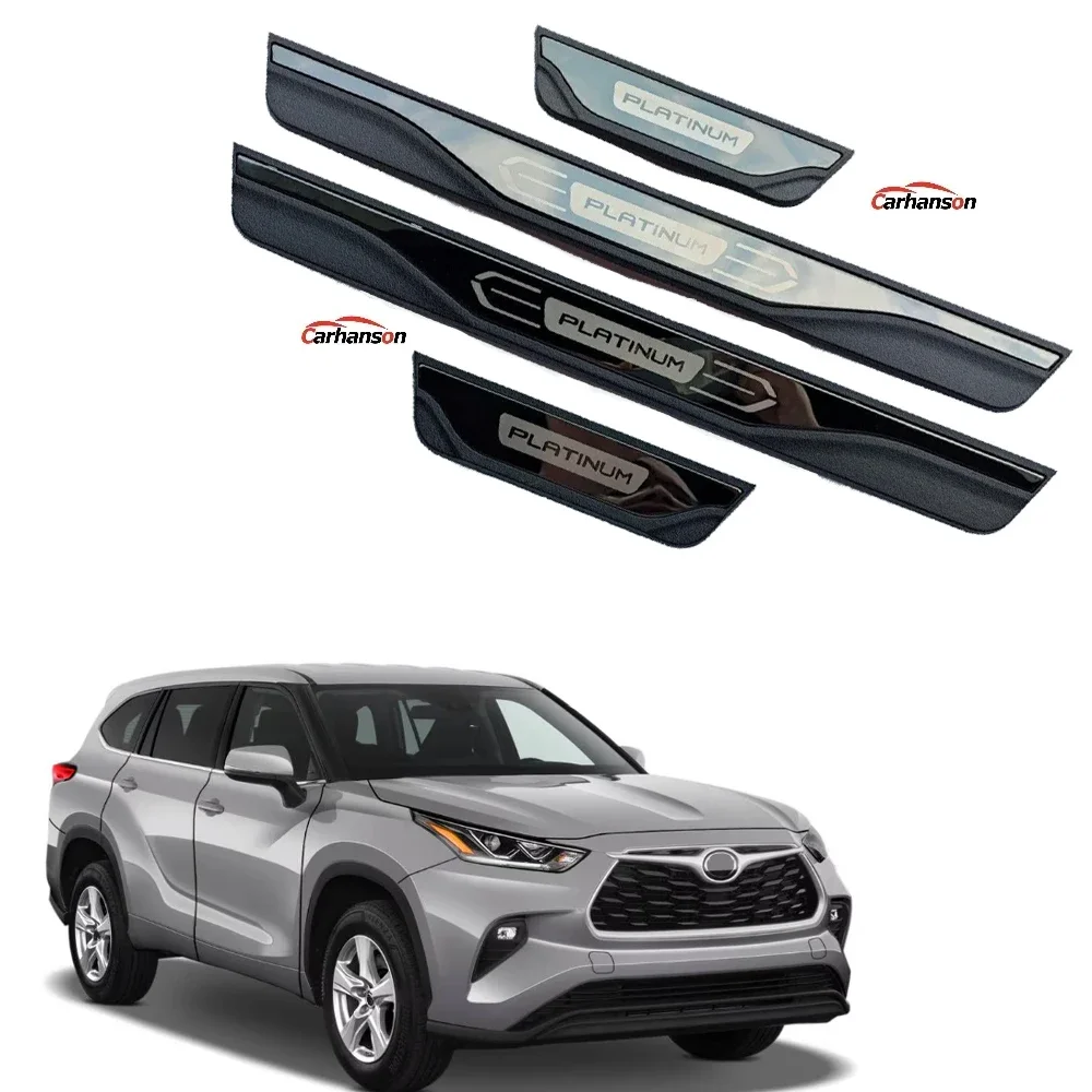 Car Accessories For Toyota Highlander Door Sill Protector Pedal Trim Stainless Steel Threshold Styling Sticker 2023 2022 2021