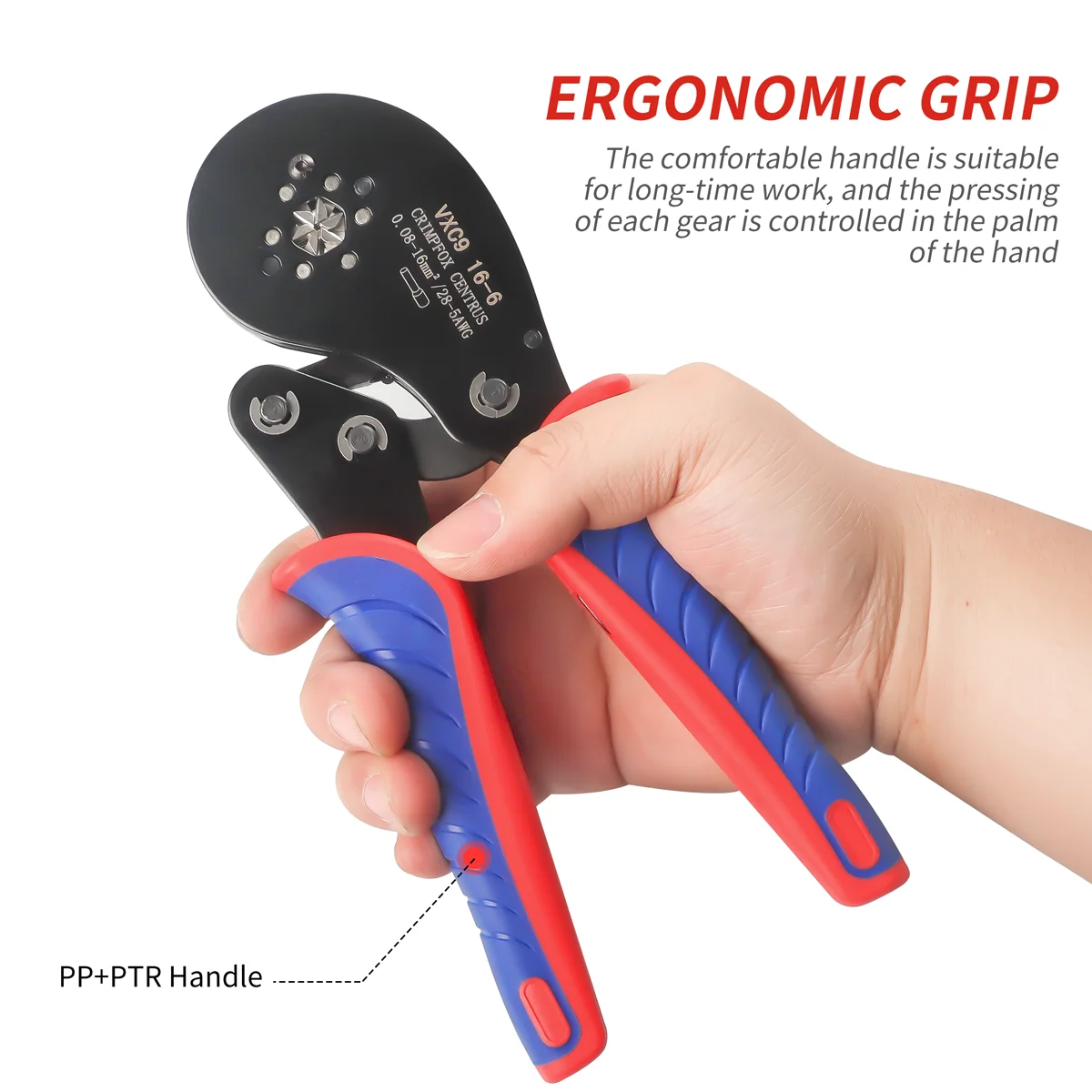 WOZOBUY Hexagonal Ferrule Crimping Tool (0.08-16mm²/AWG28-5) , Ferrule Crimper for Wire Ferrules,End Sleeves,Pin Cord Connectors