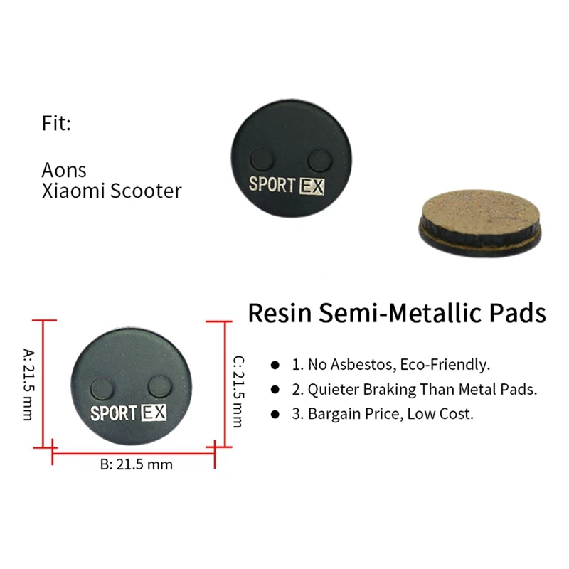 4 Pairs Bicycle Disc Brake Pads For Aons Caliper,Diameter Is 21.5Mm Round Pads,Sport EX Class RESIN