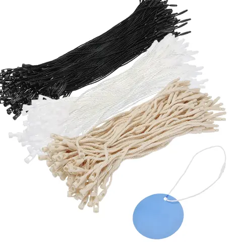 Bilashmart 100pcs Polyester Tag Rope Clothing Hanging Ropes Bullet Head Suspension Clothing Label Card DIY Clothing Accessories TMZ