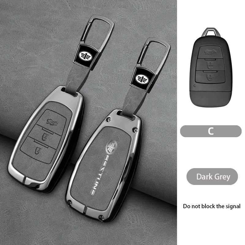 Metal Leather Car Smart Remote Key Case Cover For FAW Besturn X80 2018 2019 2020 2021 Protector Holder Shell Keychain Accessorie