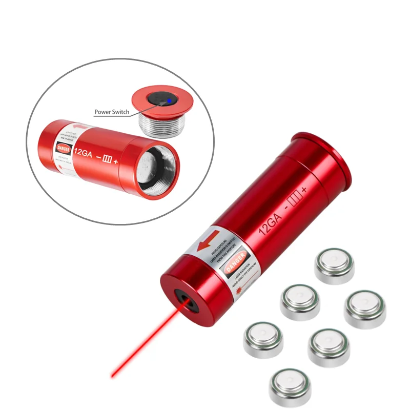 Red Laser Boresighter ON/OFF Switch 12GA Laser Bore Sight Laser Collimator with Batteries