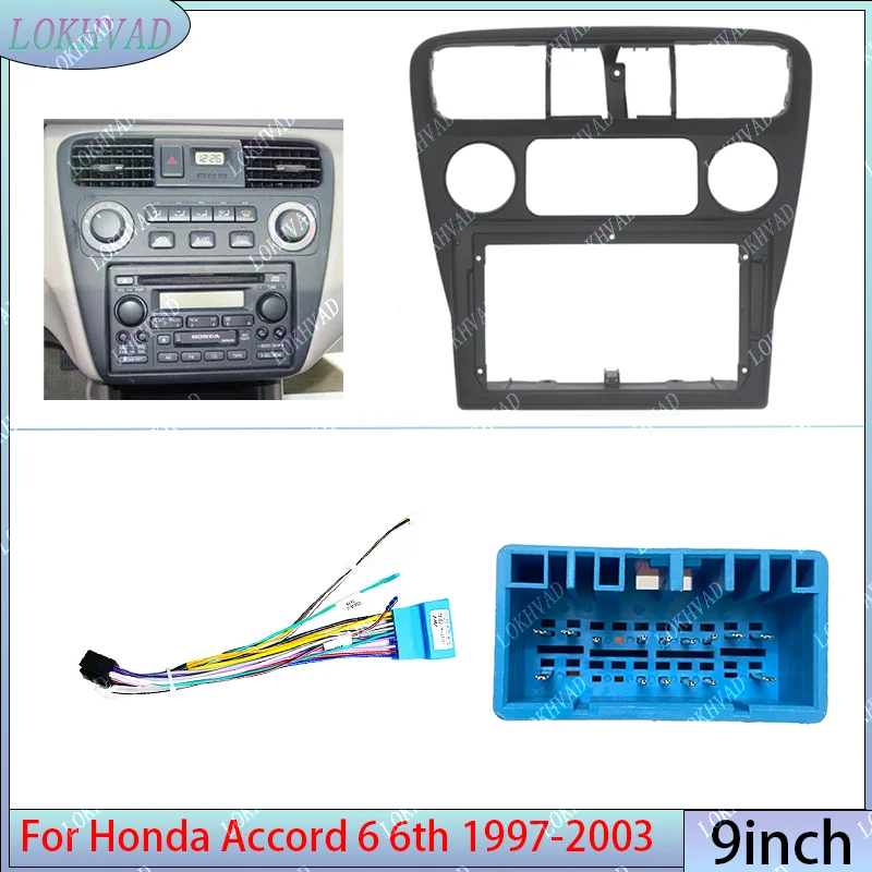 

Автомобильная рамка радиоприемника Android для Honda Accord CG 6 1997-2003, 9-дюймовая 2DIN, лицевая панель, 16-контактный жгут проводов, кабель питания