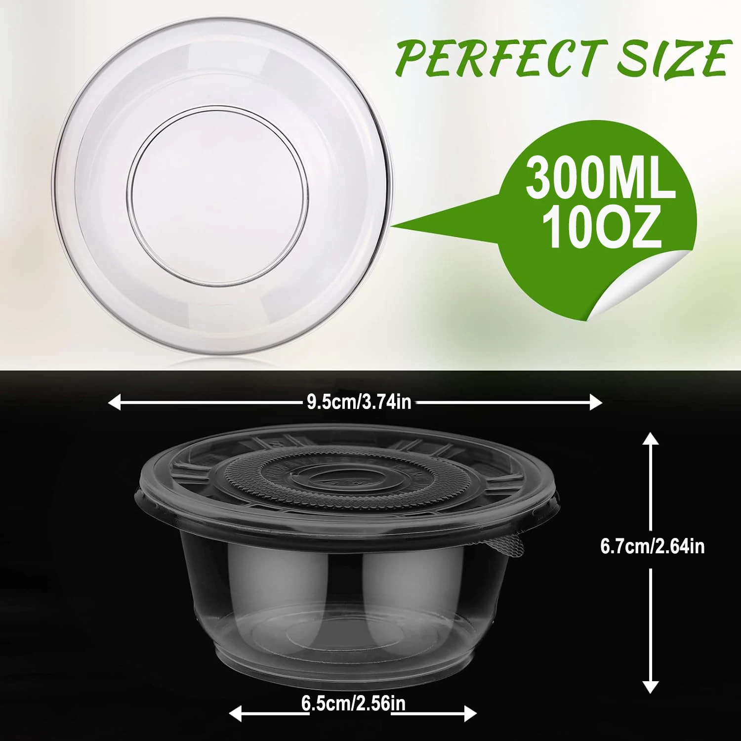 200 قطعة (100 مجموعة) أوعية بلاستيكية للاستعمال مرة واحدة: 300 مل/10 أونصة شفافة مع أغطية | أدوات مائدة للحفلات للكعك والوجبات الخفيفة والبودنغ #3