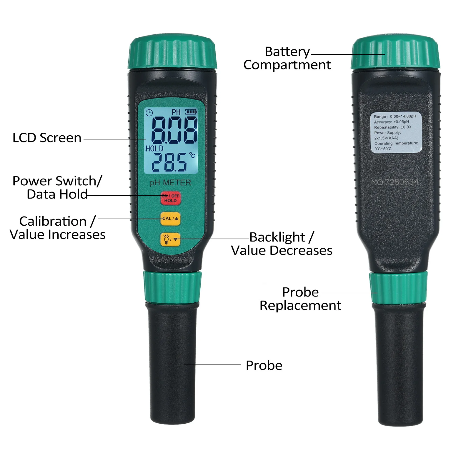 SMART SENSOR PH818F Pen Type pH Meter TDS/EC/SALT/TEMP Purity Measure ToolTemperature Hydrogen-rich Meter Water Quality Detector