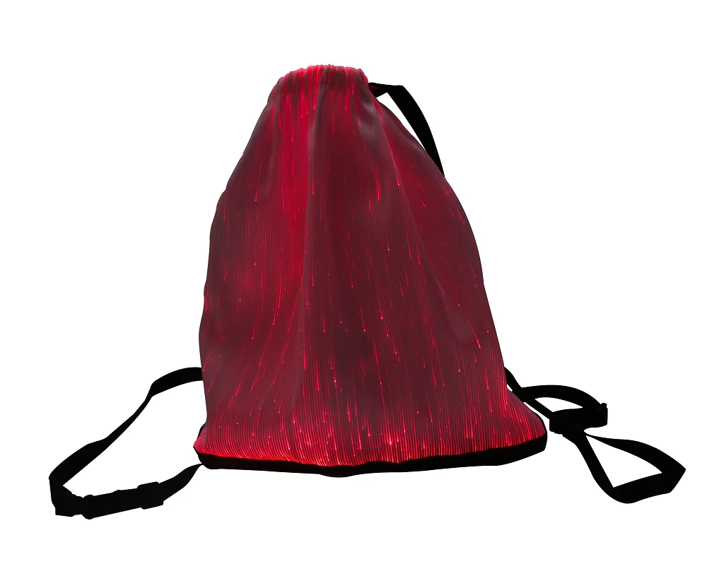 Lumisonata Fiber Optic fabric Led light up Drawstring Backpack Unisex Flashing For Rave Music Festival Party Christmas Halloween