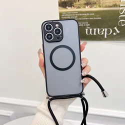 Crossbody Lanyard For Magsafe Magnetic Wireless Charging Case For Xiaomi Redmi Note 12 11 10 9S 9 9T 8T 8 Pro 12S 11S Hard Cover