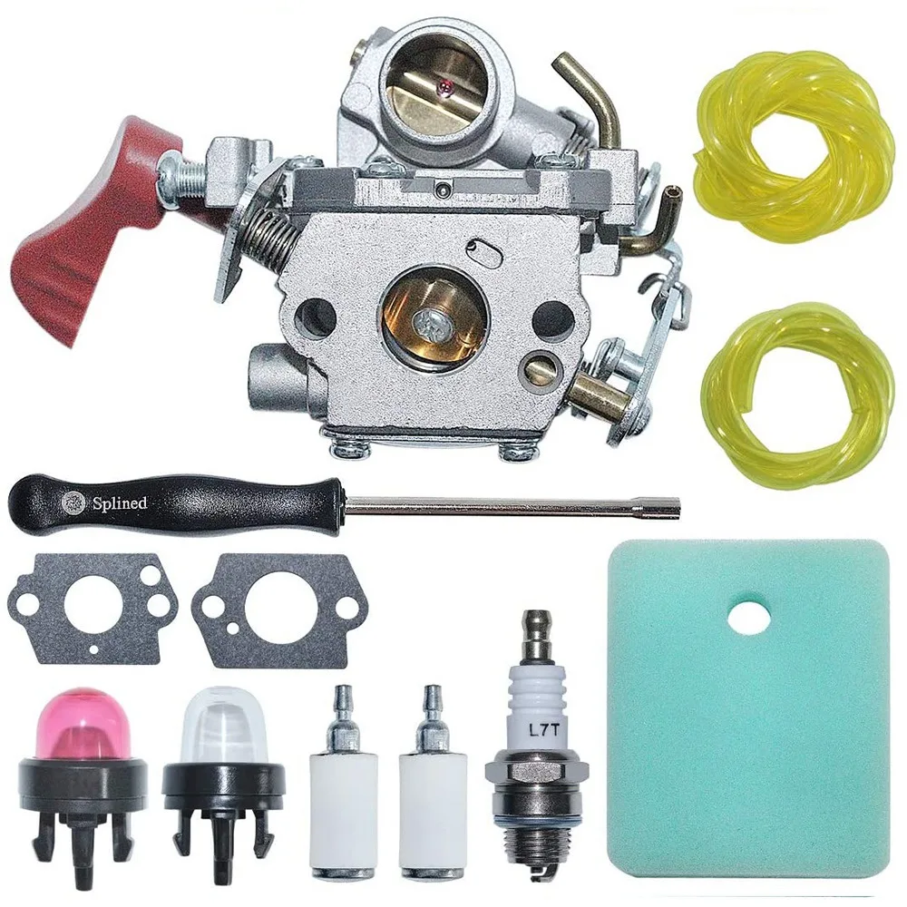 C1M-W44 Carburetor Carb with Air Fuel Filter Line Kit for Craftsman Poulan 33CC PP333 PP330 PPB330 PP133 Gas Trimmer