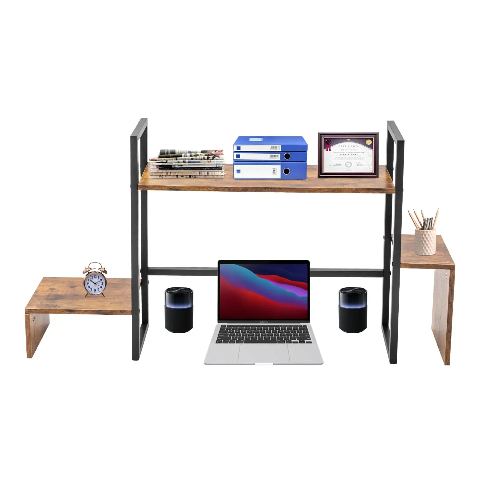 

Computer Desktop Bookshelf, 2-Tier Desk Hutch Desktop Book Shelf with Various Inclusions/Components/Accessories (Depending on Context)
