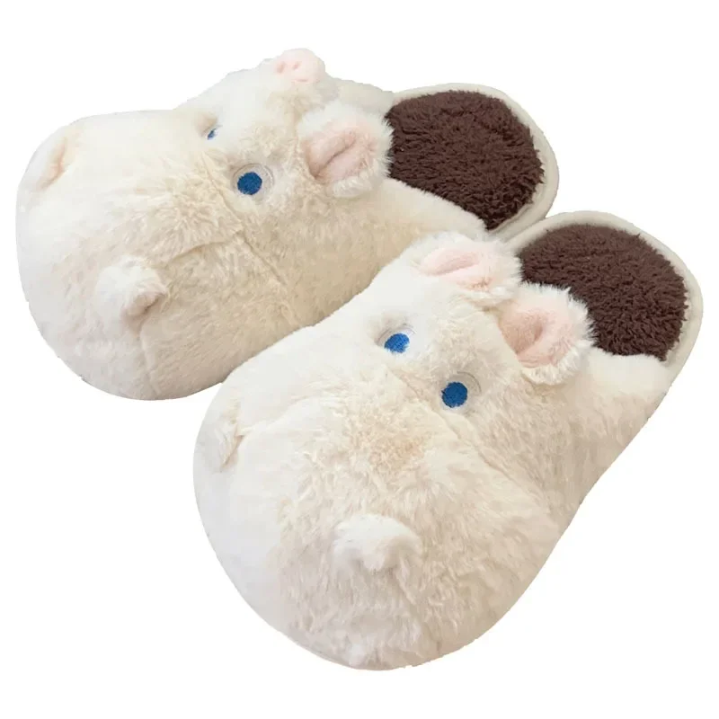 New plush slippers cartoon hippo indoor cotton slippers female fall and winter home soft bottom comfortable and cute