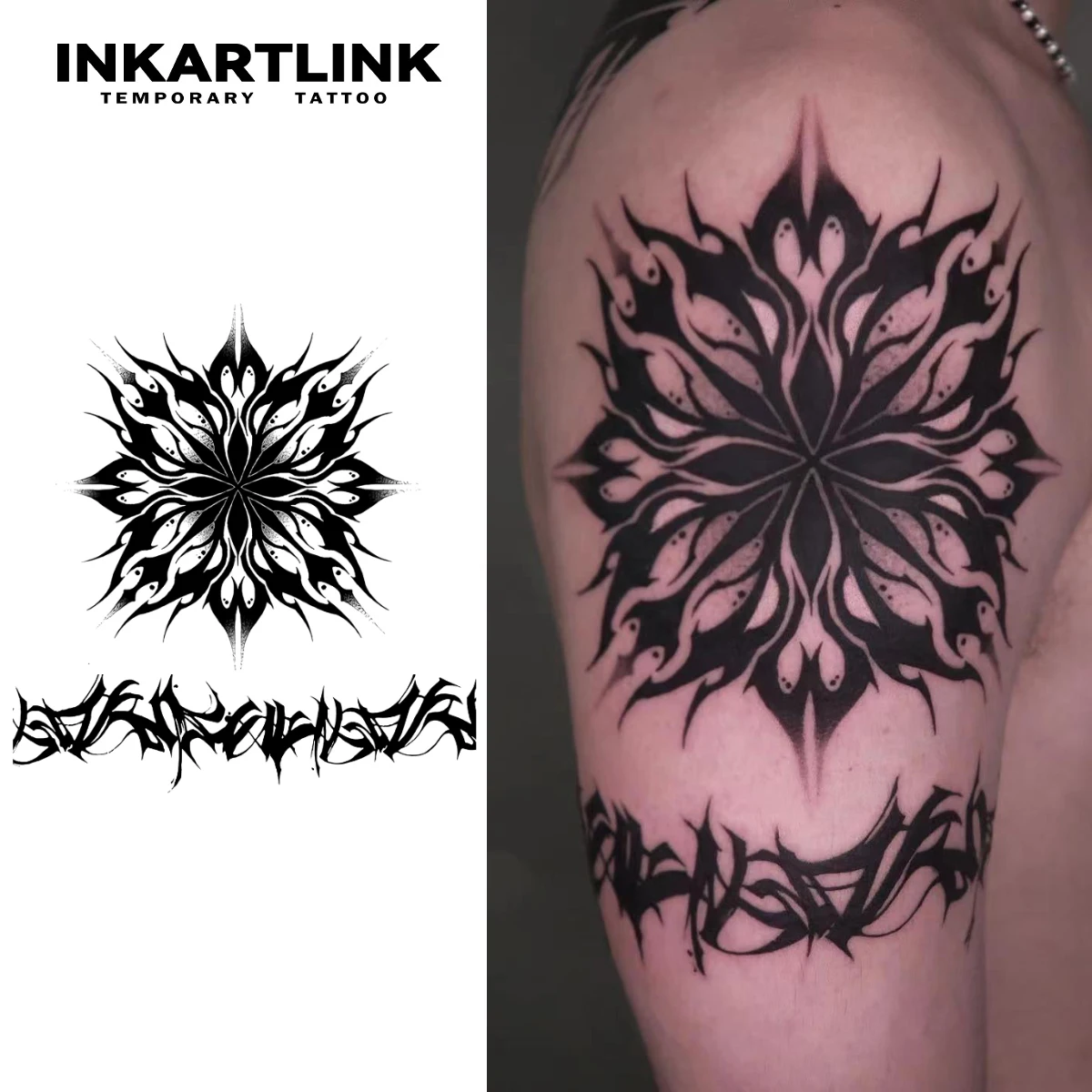 

Ink mandala temporary tattoo sticker, waterproof magic tattoo, lasts to 15 days fake tattoo, semi permanent tattoo