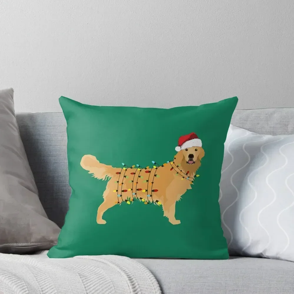 

Golden Retriever Holiday Christmas Light Throw Pillow New year Luxury Pillow Case pillow