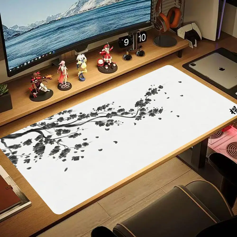 

XAXC Japan Cherry Blossom Mouse Pad XXL Gray Laptops Gaming Deskmat Sakura Mousepad Anime Office Carpet Gamer Keyboard Computer