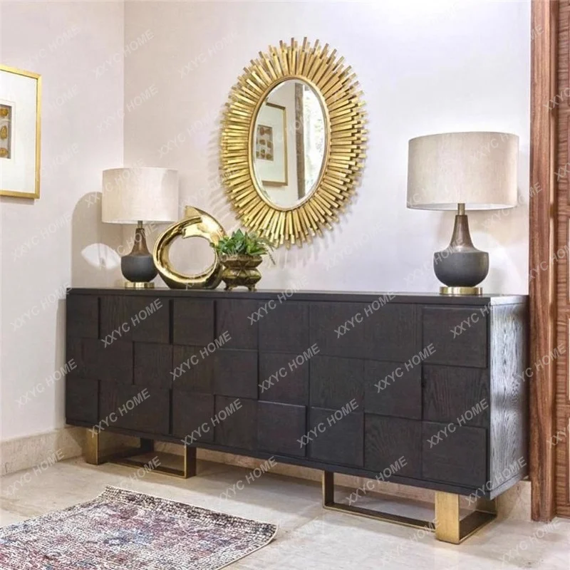 

H2H light luxury solid wood porch cabinet foyer cabinet neoclassical storage side cabinet