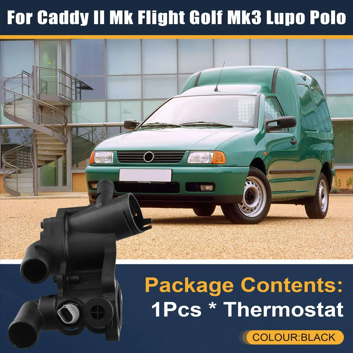 NCSMT 032121111AP Engine Coolant Thermostat Housing for VW Caddy II Mk Flight Golf Mk3 Lupo Polo