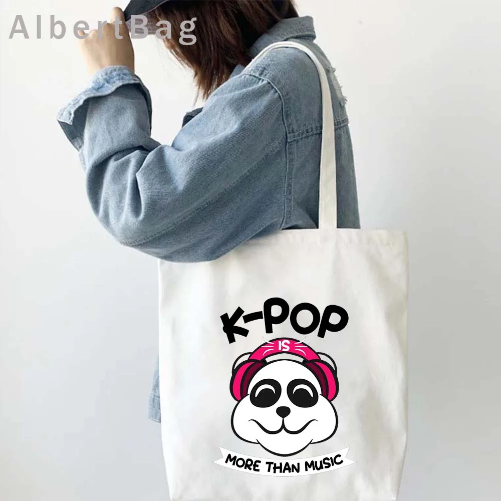 KPop Kdrama Lover Funny Kpop Hand Heart Saying Girl Lia Itzy Jimin Seoul Korea Shopper Harajuku Canvas Totes Bag Cotton Handbags