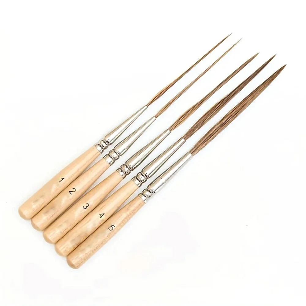 5pcs long line brush set, fine tipped watercolor and acrylic paint brush, suitable for filling corners, contour drawing, comics