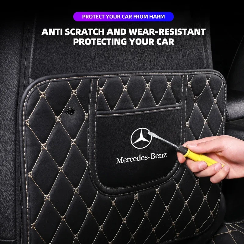 Car Seat Back Anti-Kick Mat Protector Pad Cover For Mercedes Benz AMG E S C A B Class GLE GLS GLC CLA GLA GLK GLB W206 W205 W204