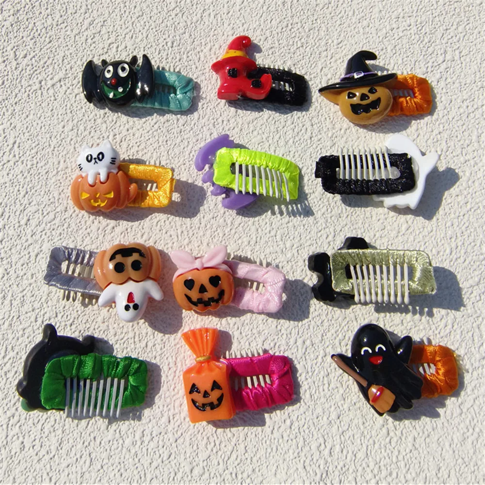 New Christmas Halloween Pet Hairclip Skeleton Pumpkin Devil Cartoon Pattern Handmade BB Clip Cats Dogs Grooming Hair Accessory