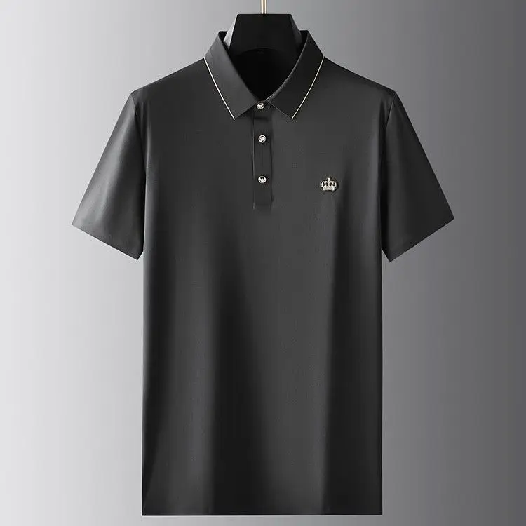 Summer Men's Sets: High-quality Quick-drying Sportswear in Light Blue,Non-iron and Wrinkle-resistant, Casual Silk-cotton Collar