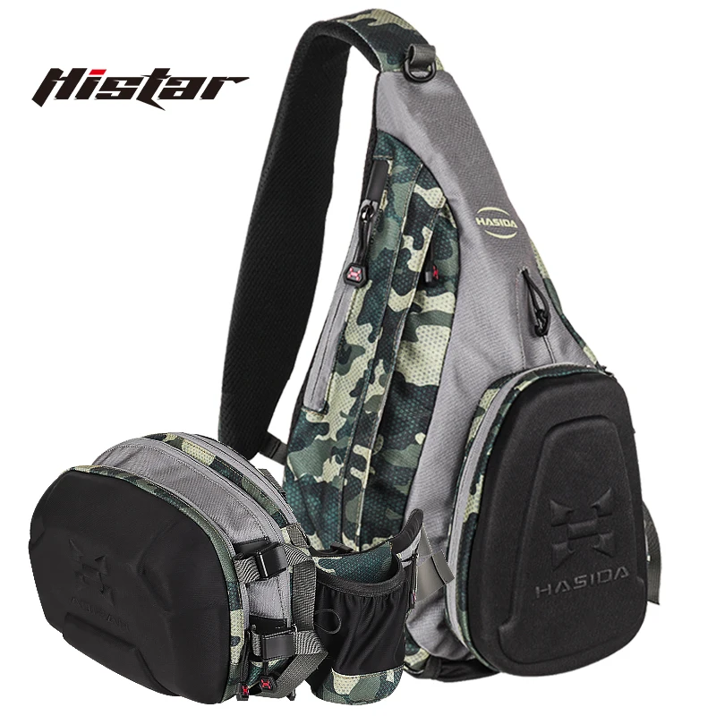 

Multi-Functional Waist or Messenger Fishing Bag Spinning Rod Zipped Adjustable Shoulder Strap High Quality Sling Bag