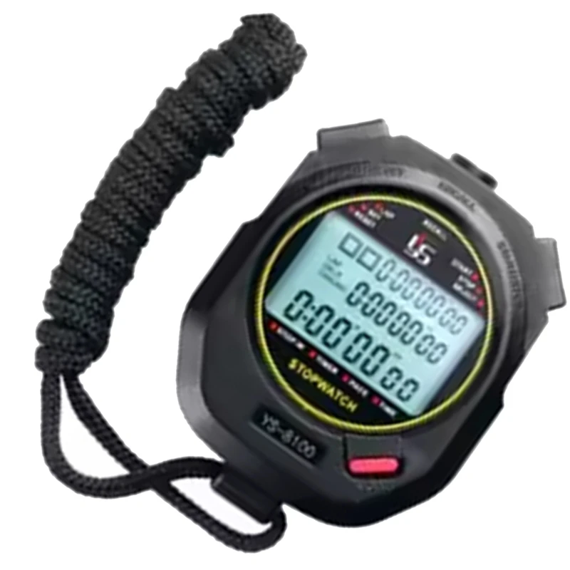 B34B-Sport Handheld Stopwatch Timer Alarm Clock Digital Stopwatch1/1000 Second Timing Electronic Chronograph Timer YS-8100