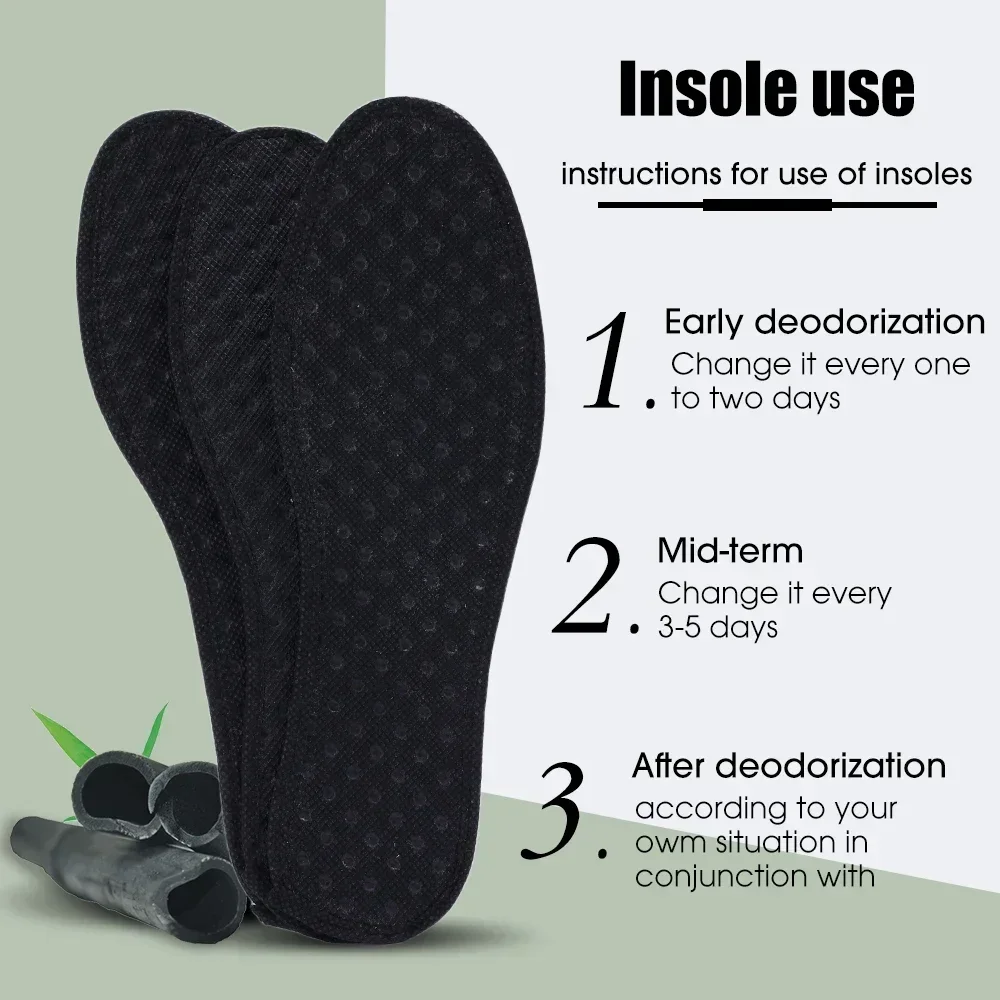 4pcs Bamboo Insoles Deodorant Insoles Mesh Breathable Absorb-Sweat Shoe Pads Running Sport Insert Light Weight Cushion for Men