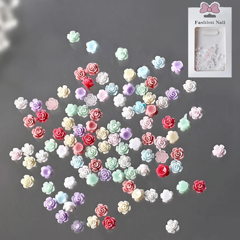 3d Gemengde Kleuren Camellia Nagel Bedels Strass Decoratie 100 Stuks Nagel Charme Diy Manicure Steentjes Accessoires Benodigdheden