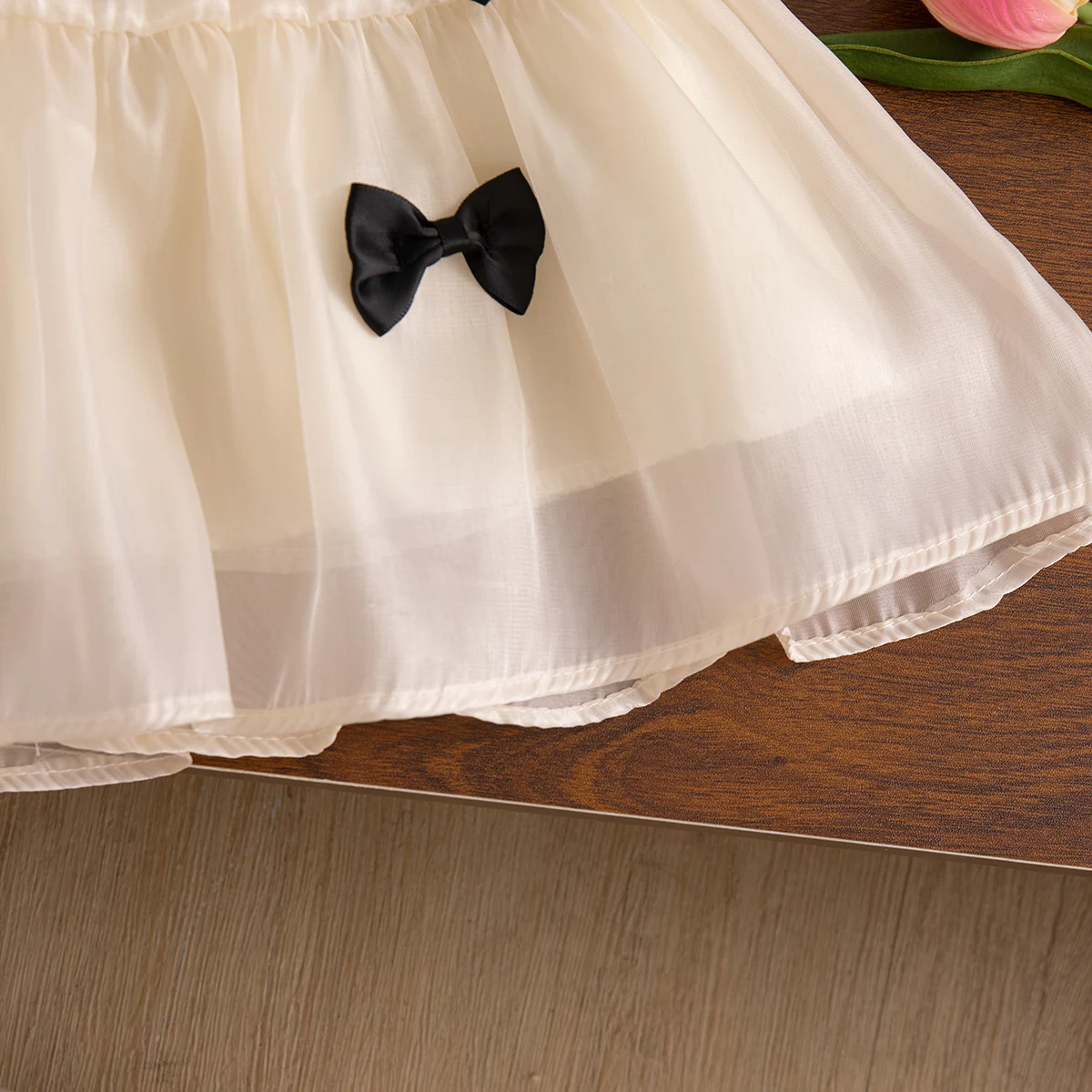 Baby-Mädchenkleider Sommer Schleifenkleid mit Puffärmeln Süßes Geburtstagsparty-Kleid für Kinder Baby-Mädchenbekleidung – Detail 7