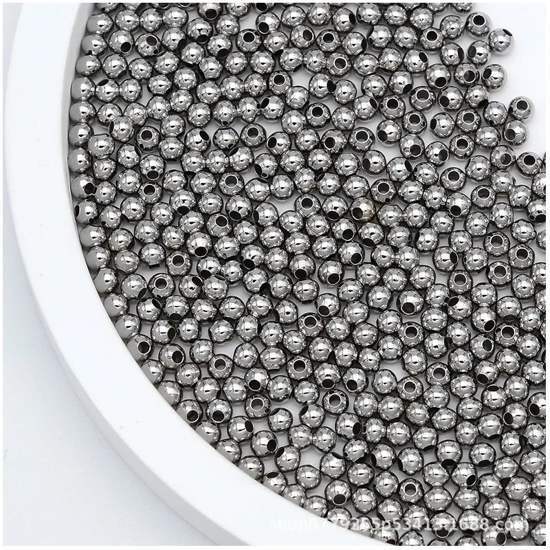 2-8mm Stainless Steel Beads for Jewelry Making Loose Spacer Beads Ball Hole 1-1.5mm for Bracelets Jewelry Components DIY Golden